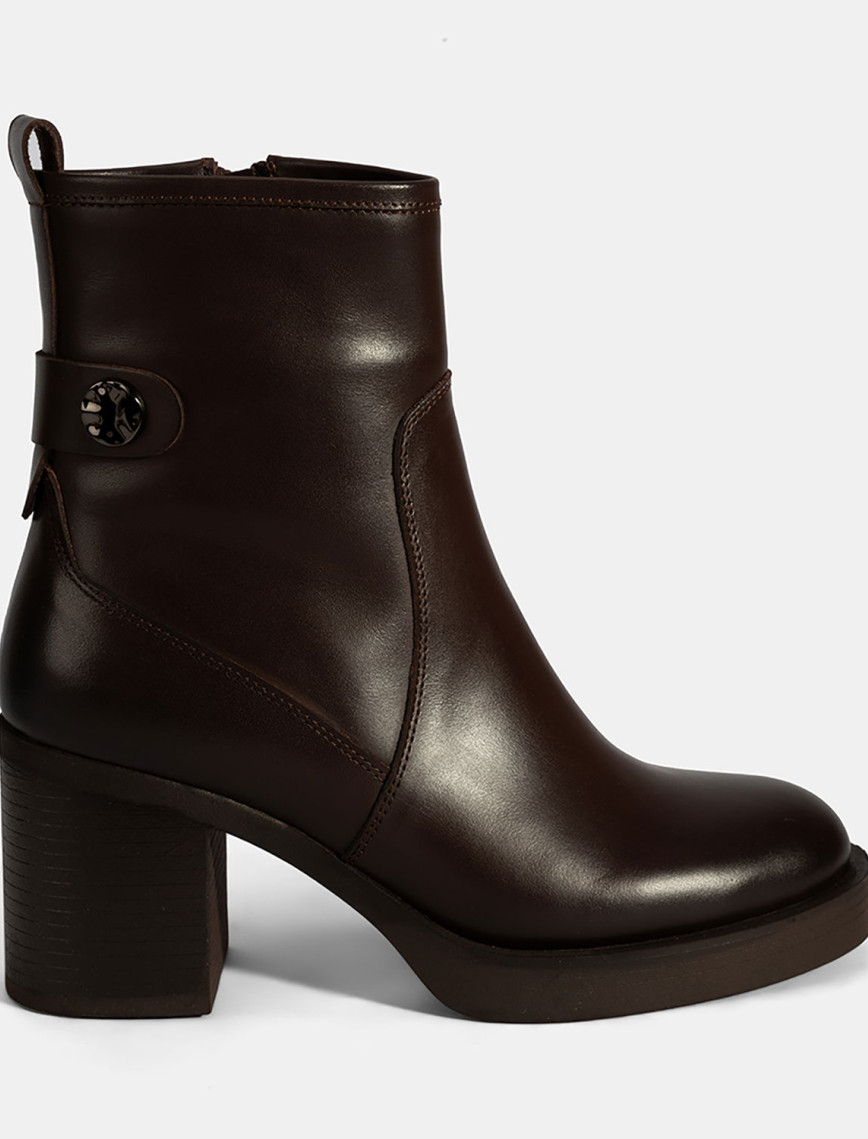 Kadın Kahve Kalın Topuklu Deri Bot Kadın Kahve Kalın Topuklu Deri Bot