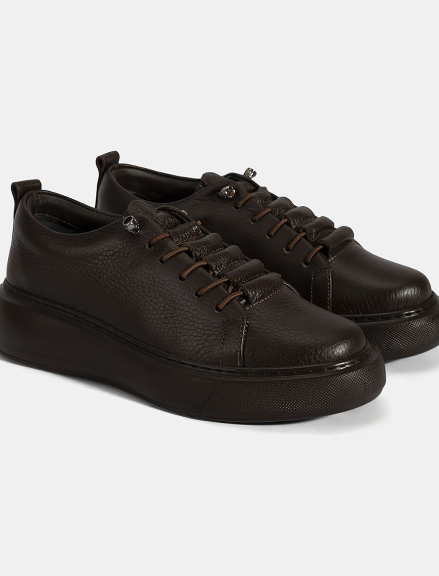 Kadın Kahve Bağcıklı Deri Spor Ayakkabı Kadın Kahve Bağcıklı Deri Spor Ayakkabı