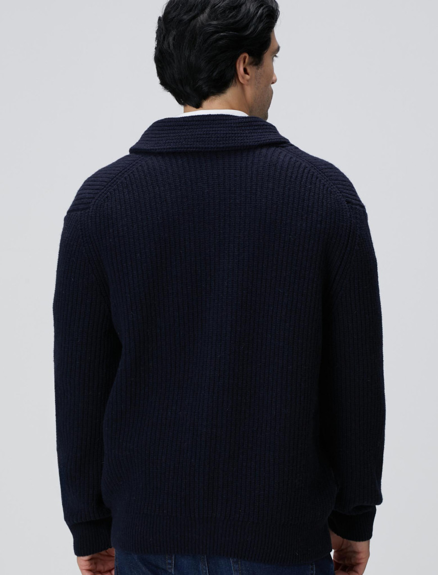 Network Erkek Lacivert Selanik Örgülü Triko Hırka