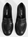 Kadın Siyah Kalın Topuklu Deri Loafer Kadın Siyah Kalın Topuklu Deri Loafer