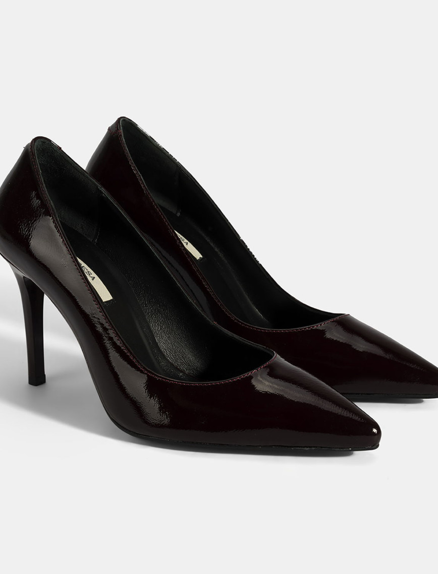 Kadın Siyah Deri Stiletto Kadın Siyah Deri Stiletto