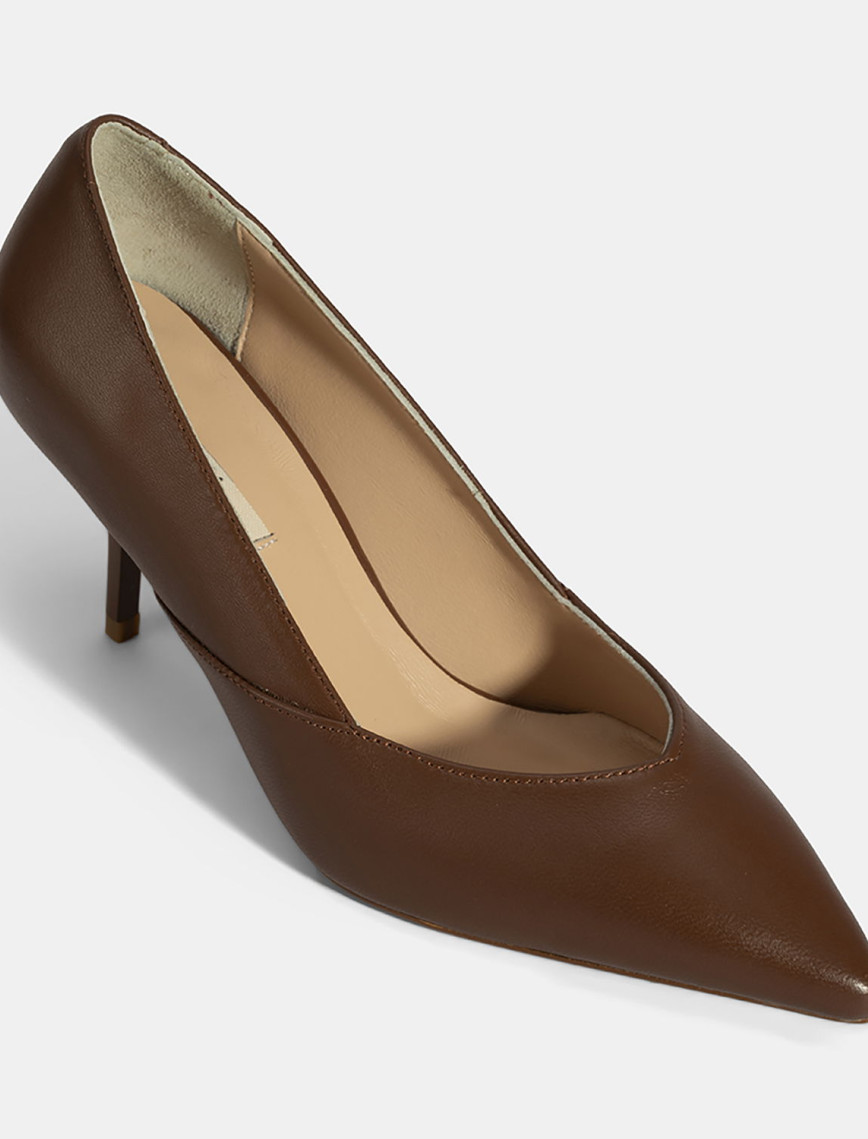 Kadın Taba Deri Topuklu Klasik Ayakkabı Kadın Taba Deri Topuklu Klasik Ayakkabı
