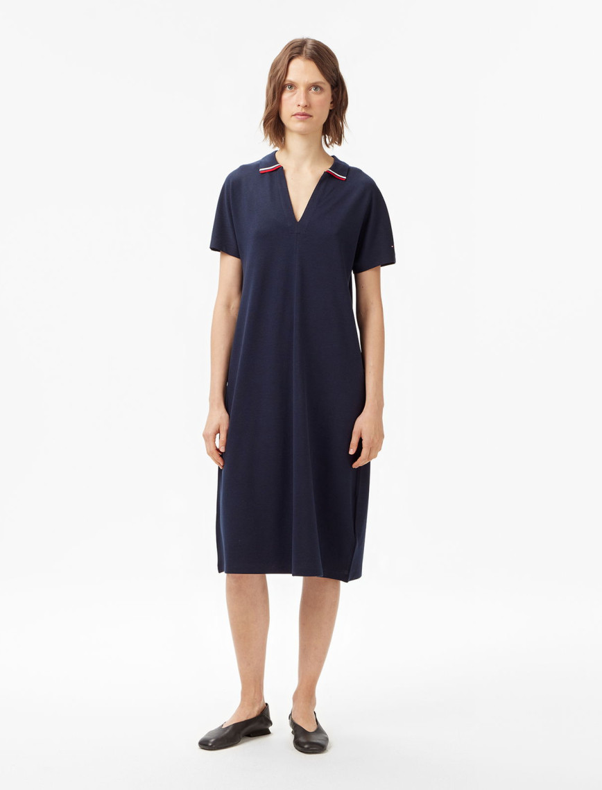 Tommy Hilfiger Lyocell Tipping Kadın Mavi Elbise Tommy Hilfiger Lyocell Tipping Kadın Mavi Elbise