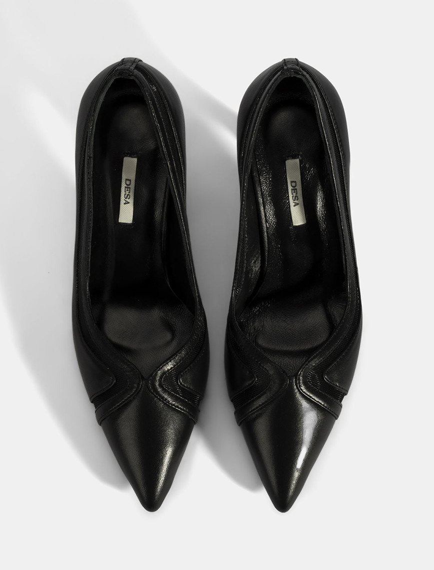 Kadın Siyah Deri Topuklu Ayakkabı Kadın Siyah Deri Topuklu Ayakkabı