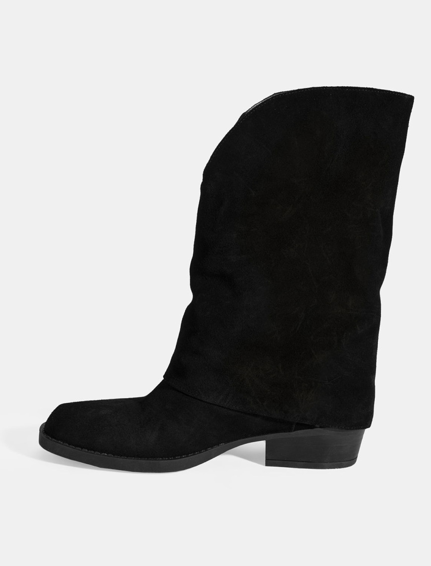 Kadın Siyah Katlama Detaylı Süet Bot Kadın Siyah Katlama Detaylı Süet Bot