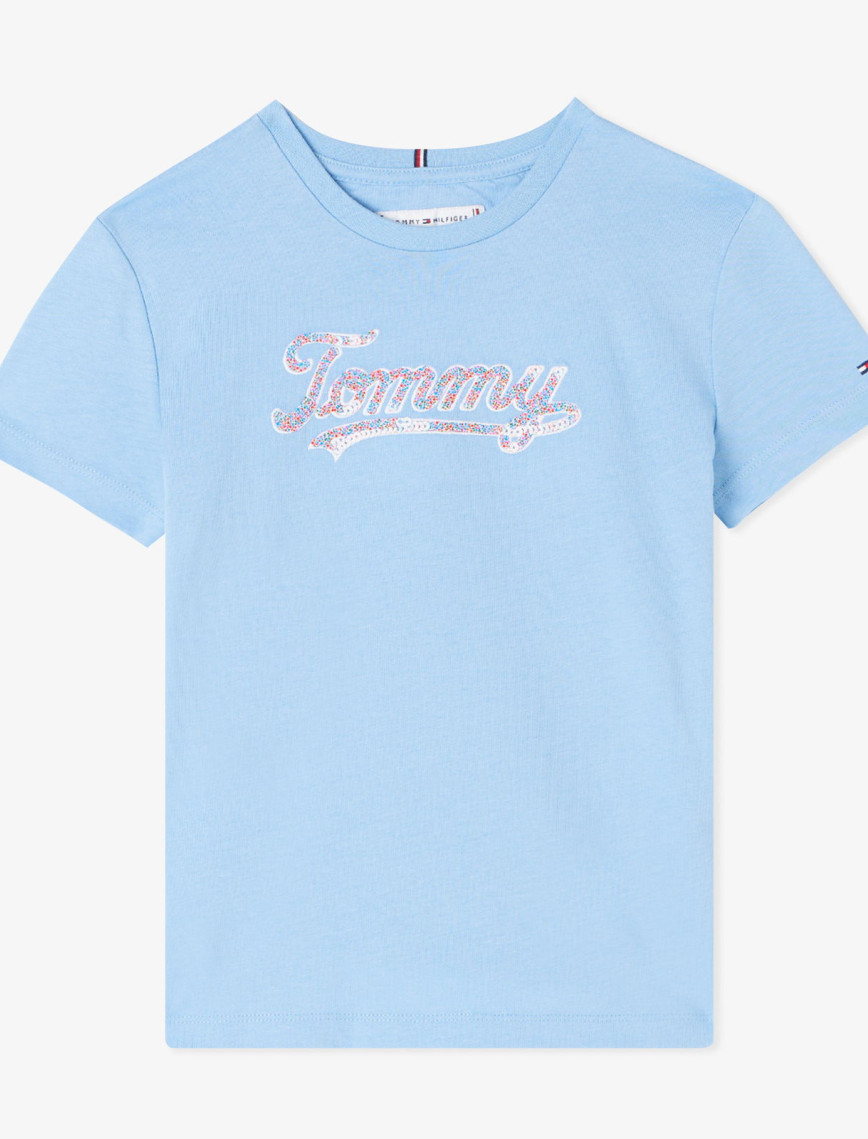 Tommy Hilfiger Script Sequins Çocuk Mavi T-Shirt Tommy Hilfiger Script Sequins Çocuk Mavi T-Shirt