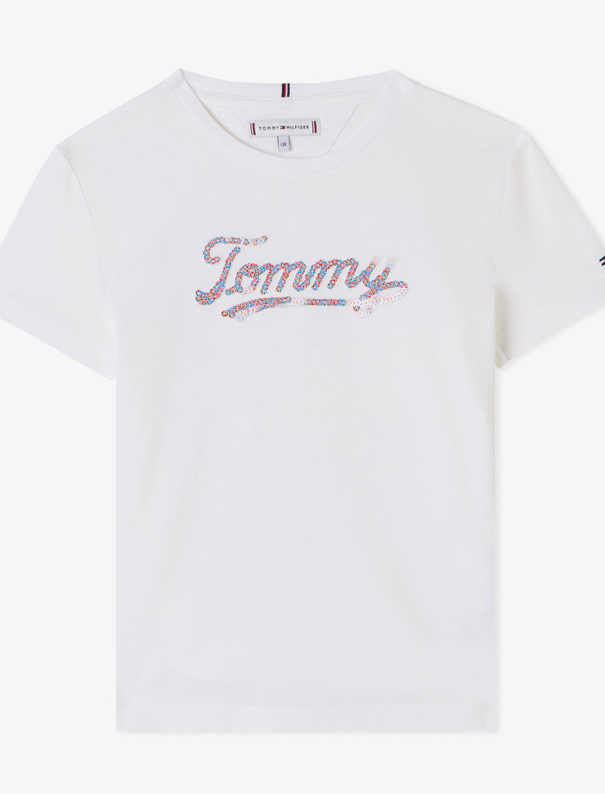 Tommy Hilfiger Script Sequins Çocuk Mavi T-Shirt Tommy Hilfiger Script Sequins Çocuk Mavi T-Shirt