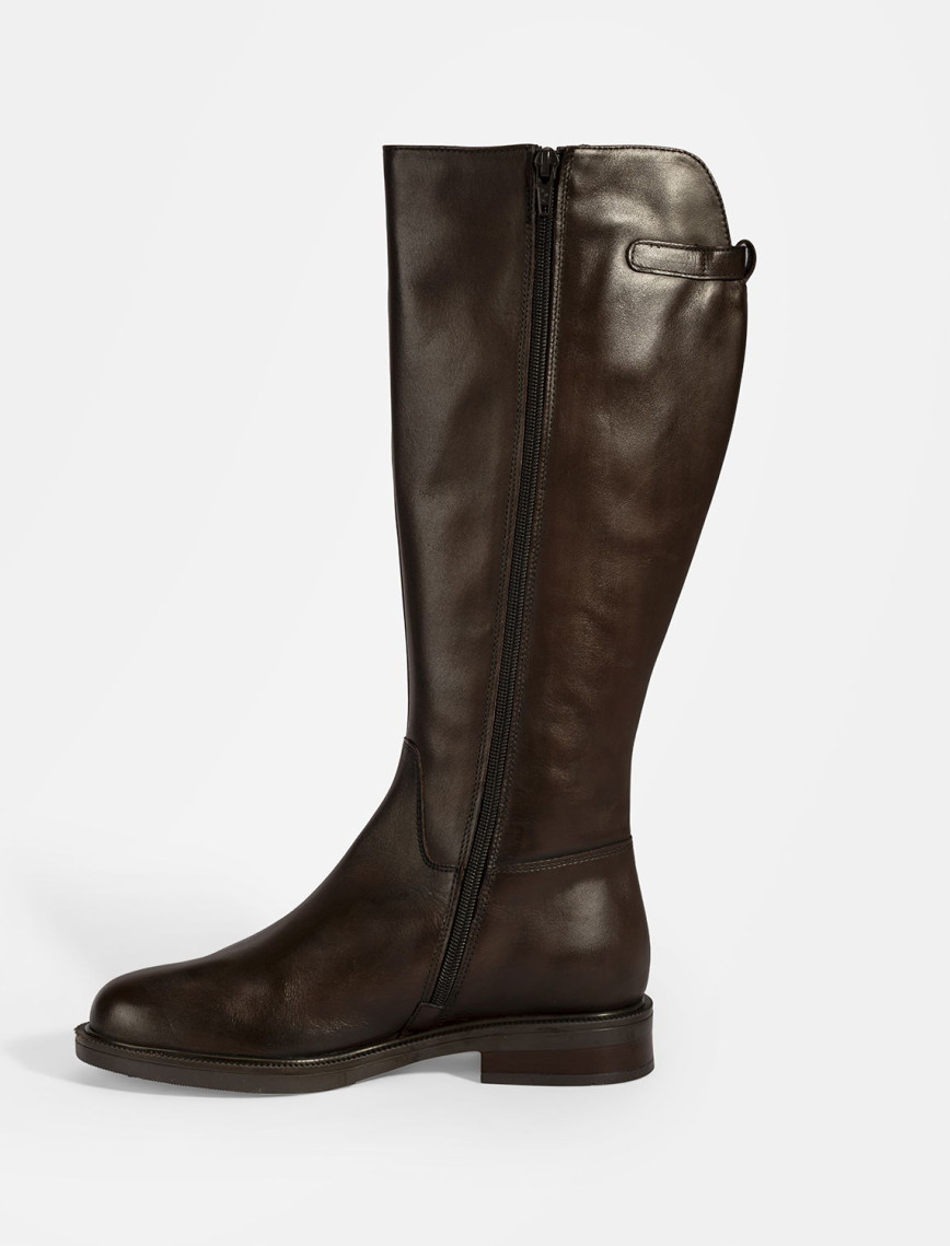 Kadın Kahve Metal Toka Detaylı Deri Çizme Kadın Kahve Metal Toka Detaylı Deri Çizme