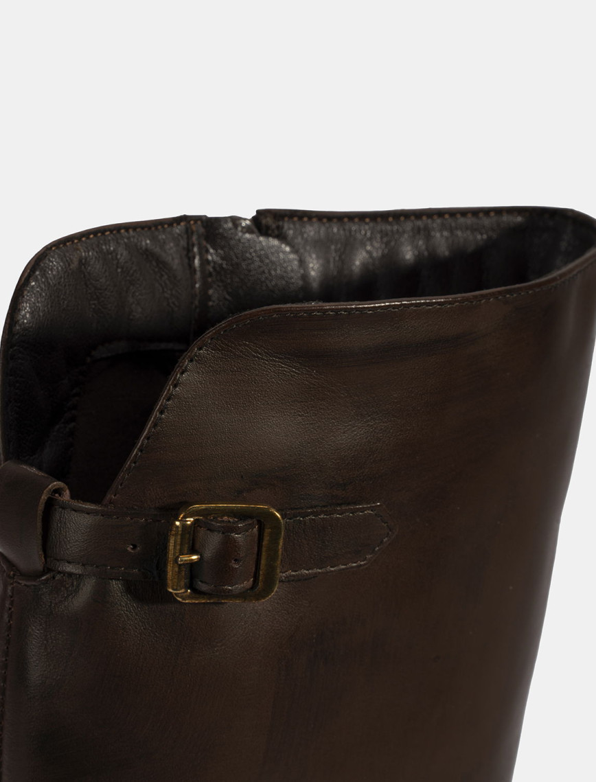 Kadın Kahve Metal Toka Detaylı Deri Çizme Kadın Kahve Metal Toka Detaylı Deri Çizme