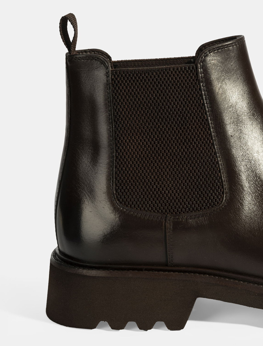 Erkek Kahve Lastik Detaylı Deri Bot Erkek Kahve Lastik Detaylı Deri Bot