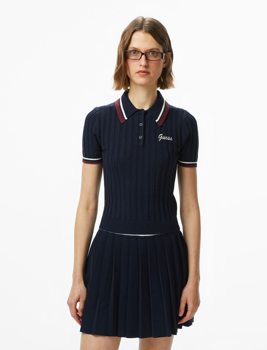 Guess Sabina Slim Fit Yün Karışımlı Kadın Lacivert Polo Guess Sabina Slim Fit Yün Karışımlı Kadın Lacivert Polo