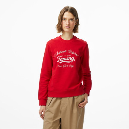 Tommy Jeans Regular Essential Logo Kadın Kırmızı Sweatshirt Tommy Jeans Regular Essential Logo Kadın Kırmızı Sweatshirt