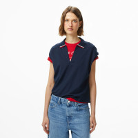 Tommy Hilfiger Lyocell Tipping Open Kadın Mavi Polo Tommy Hilfiger Lyocell Tipping Open Kadın Mavi Polo