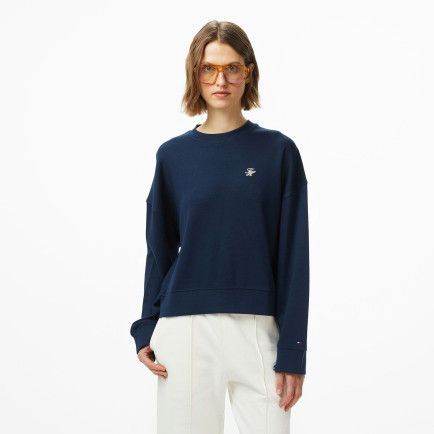 Tommy Hilfiger Script Pique Kadın Mavi Hoodie Tommy Hilfiger Script Pique Kadın Mavi Hoodie