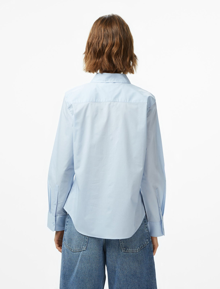 Tommy Hilfiger Essentials Poplin Regular Kadın Mavi Gömlek Tommy Hilfiger Essentials Poplin Regular Kadın Mavi Gömlek