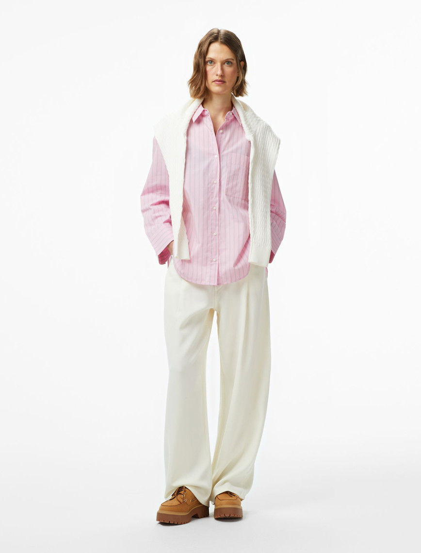 Tommy Hilfiger Essentials Poplin New Easy Kadın Pembe Gömlek Tommy Hilfiger Essentials Poplin New Easy Kadın Pembe Gömlek