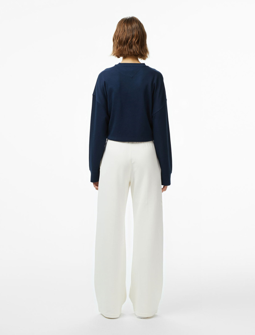 Tommy Hilfiger Script Straight Pique Kadın Beyaz Eşofman Altı Tommy Hilfiger Script Straight Pique Kadın Beyaz Eşofman Altı