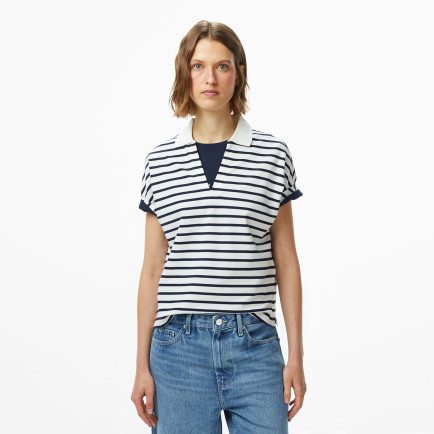 Tommy Hilfiger Lyocell Tipping Open Kadın Beyaz Polo Tommy Hilfiger Lyocell Tipping Open Kadın Beyaz Polo