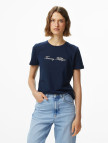 Tommy Hilfiger Lurex Script Regular Kadın Mavi T-Shirt Tommy Hilfiger Lurex Script Regular Kadın Mavi T-Shirt
