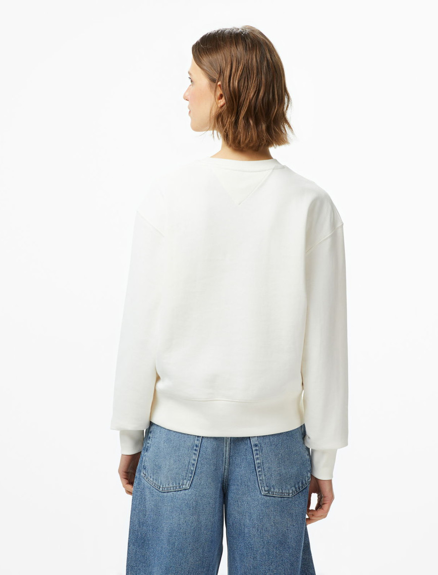 Tommy Hilfiger Lurex Script Regular Kadın Beyaz Sweatshirt Tommy Hilfiger Lurex Script Regular Kadın Beyaz Sweatshirt