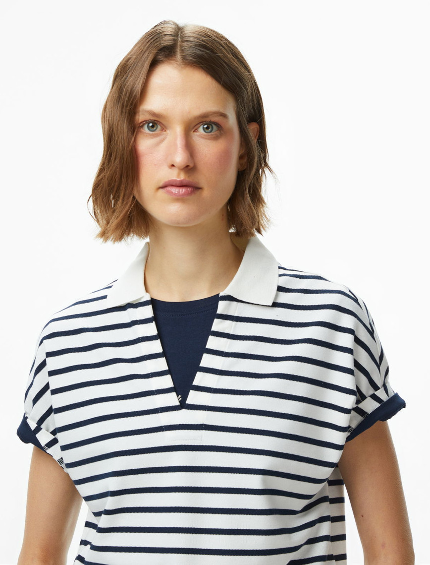 Tommy Hilfiger Lyocell Tipping Open Kadın Beyaz Polo Tommy Hilfiger Lyocell Tipping Open Kadın Beyaz Polo