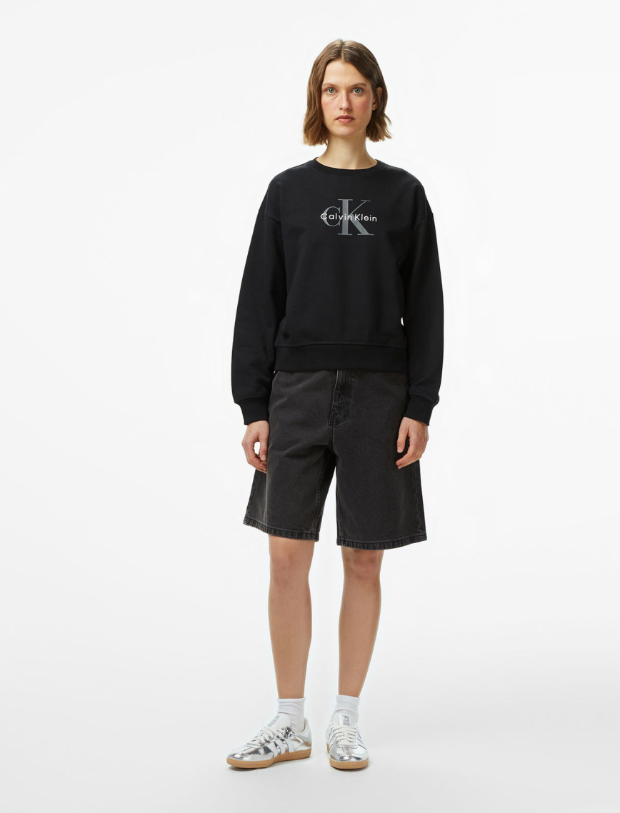 Calvin Klein Monologo French Terry Kadın Siyah Sweatshirt