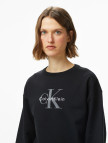 Calvin Klein Monologo French Terry Kadın Siyah Sweatshirt