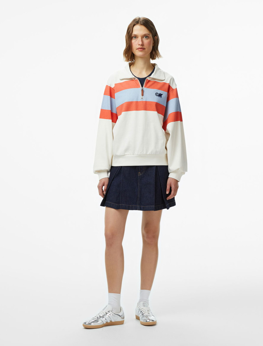 Calvin Klein Pleated Denim Classic Kadın Mavi Etek Calvin Klein Pleated Denim Classic Kadın Mavi Etek