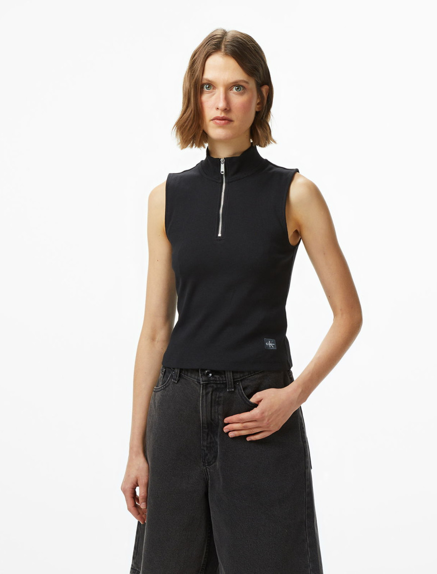 Calvin Klein Woven Label Kadın Beyaz T-Shirt Calvin Klein Woven Label Kadın Beyaz T-Shirt