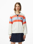 Calvin Klein Rugby Zip Stripe Kadın Beyaz Sweatshirt