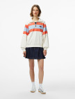 Calvin Klein Rugby Zip Stripe Kadın Beyaz Sweatshirt