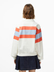 Calvin Klein Rugby Zip Stripe Kadın Beyaz Sweatshirt