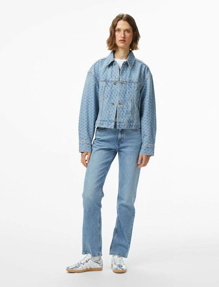 Calvin Klein Cinched Trucker Printed Kadın Mavi Mont Calvin Klein Cinched Trucker Printed Kadın Mavi Mont