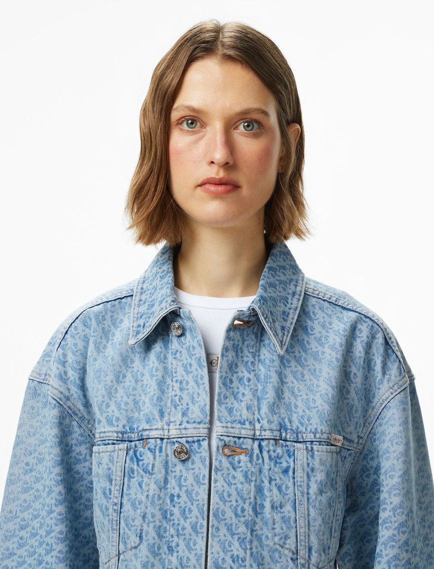 Calvin Klein Cinched Trucker Printed Kadın Mavi Mont Calvin Klein Cinched Trucker Printed Kadın Mavi Mont