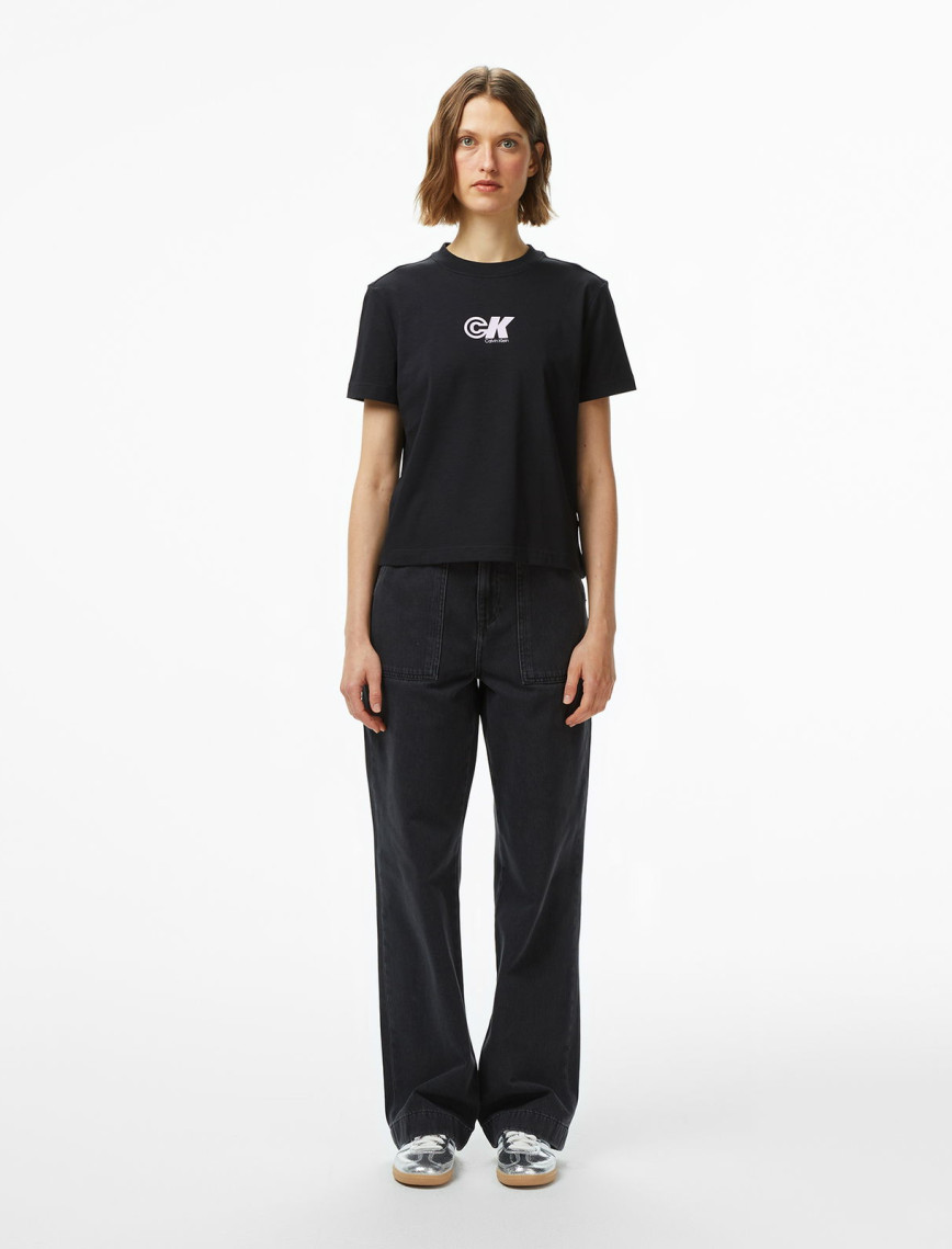 Calvin Klein Archive Logo Classic Kadın Siyah T-Shirt