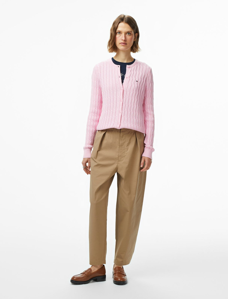 Tommy Hilfiger Cable Mid Kadın Pembe Hırka Tommy Hilfiger Cable Mid Kadın Pembe Hırka