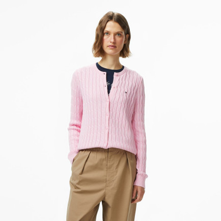 Tommy Hilfiger Cable Mid Kadın Pembe Hırka Tommy Hilfiger Cable Mid Kadın Pembe Hırka