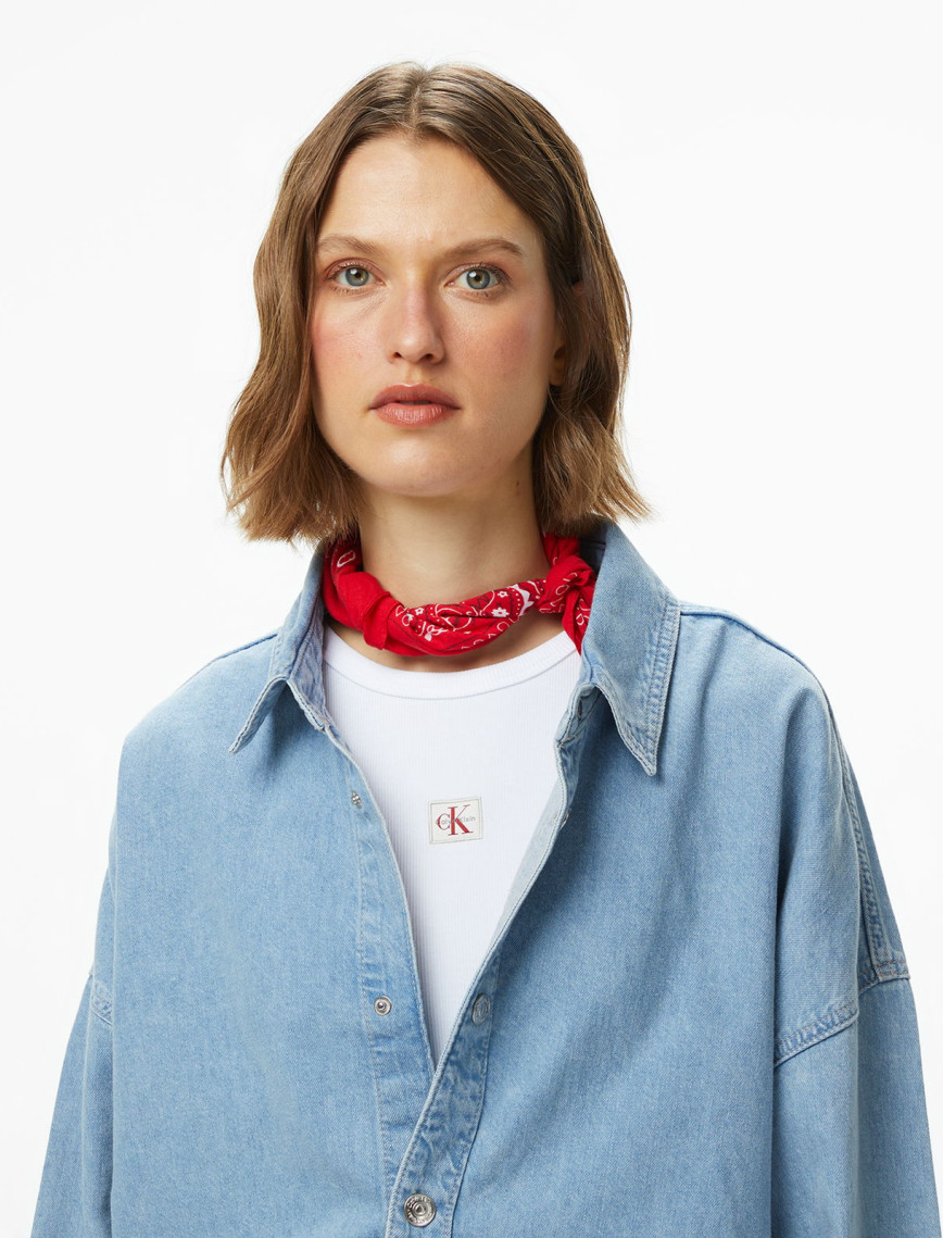 Calvin Klein Relaxed Linen Denim Aaron Kadın Mavi Gömlek Calvin Klein Relaxed Linen Denim Aaron Kadın Mavi Gömlek