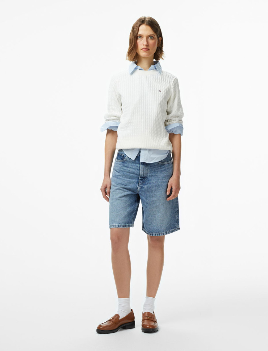 Tommy Hilfiger Cable Fine Kadın Beyaz Hırka Tommy Hilfiger Cable Fine Kadın Beyaz Hırka