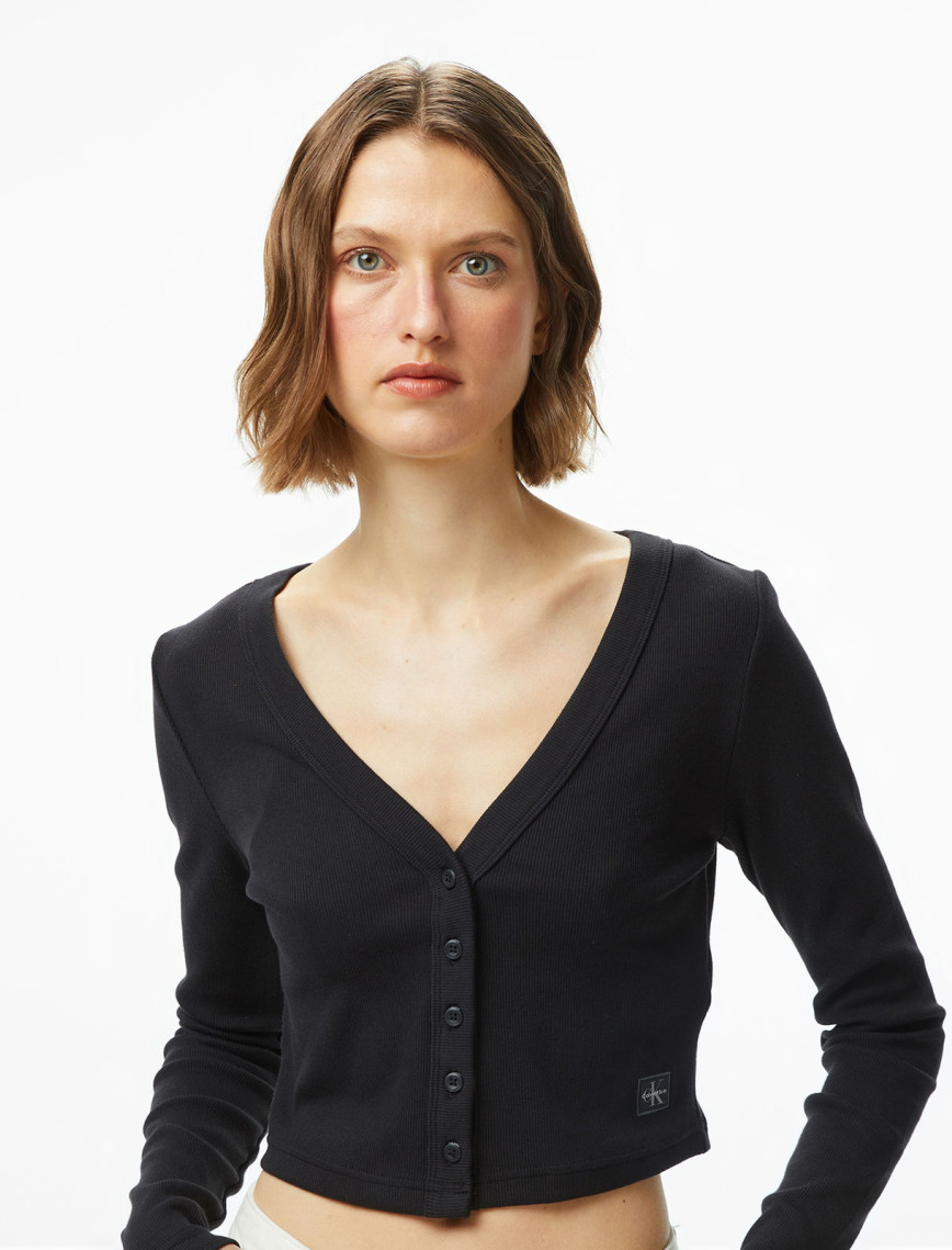 Calvin Klein Woven Label Kadın Siyah Triko Calvin Klein Woven Label Kadın Siyah Triko