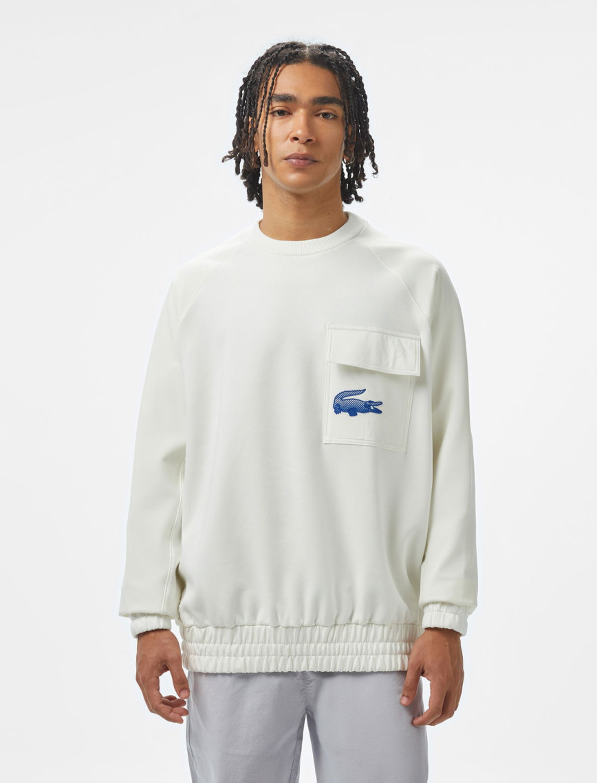 Lacoste House of SuperStep x Lacoste Erkek Beyaz Sweatshirt