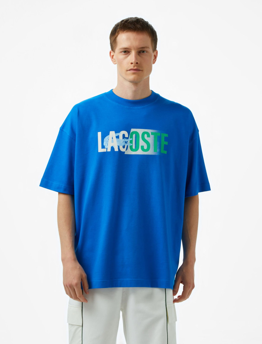 Lacoste House of SuperStep x Lacoste Erkek Mavi T-Shirt