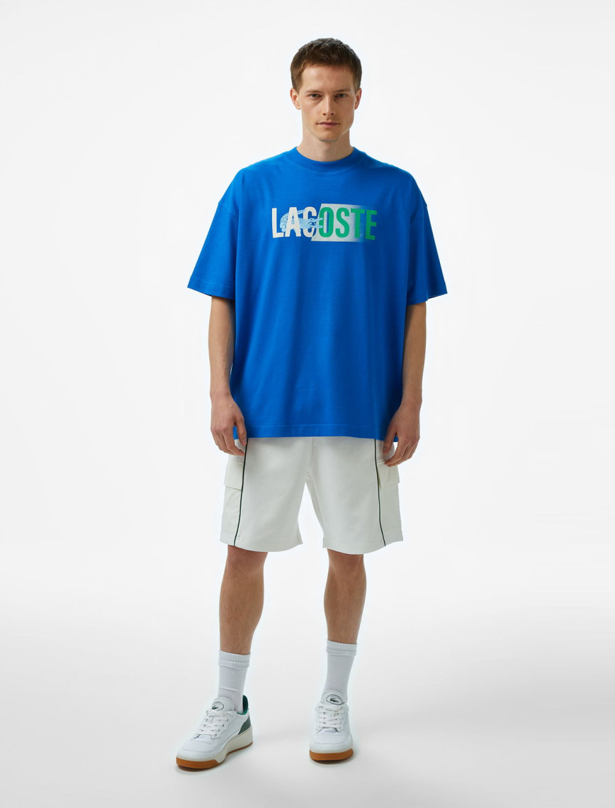 Lacoste House of SuperStep x Lacoste Erkek Mavi T-Shirt