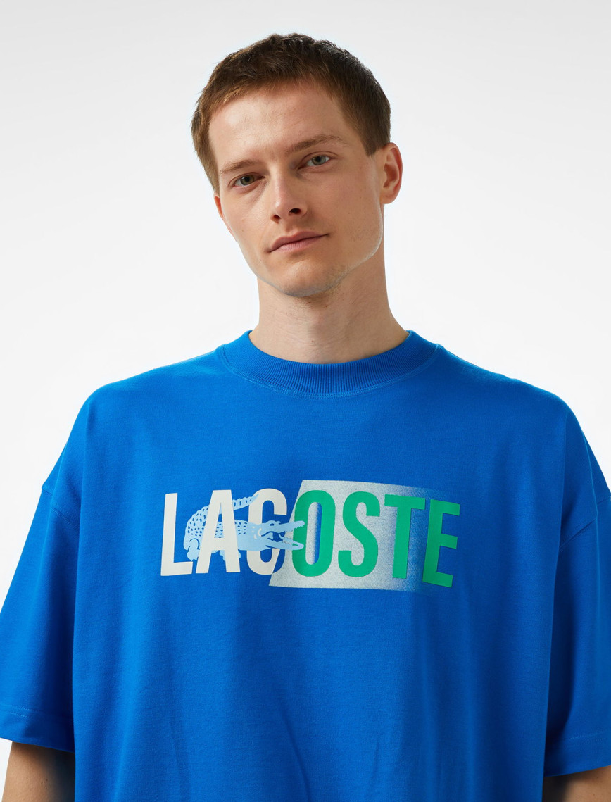 Lacoste House of SuperStep x Lacoste Erkek Mavi T-Shirt