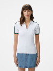 Lacoste Kadın Slim Fit Kısa Kollu Yarım Fermuarlı Beyaz Triko Lacoste Kadın Slim Fit Kısa Kollu Yarım Fermuarlı Beyaz Triko