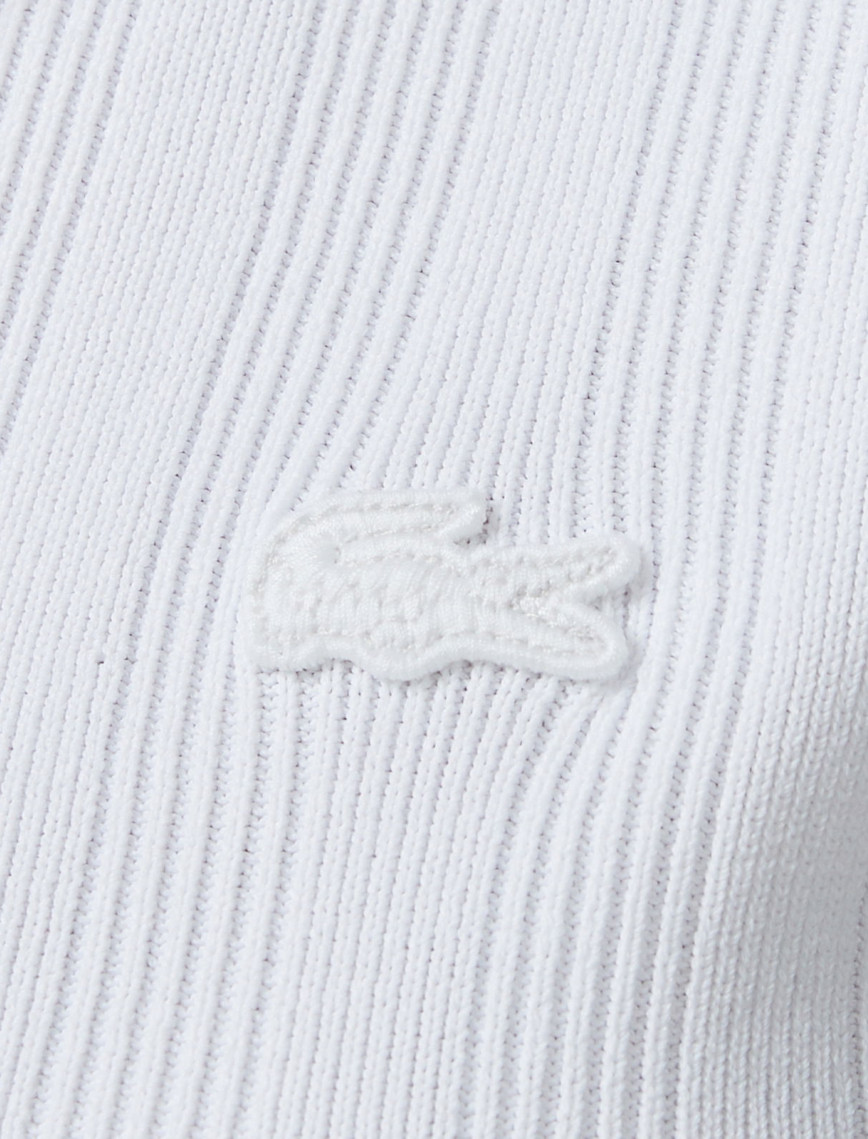 Lacoste Kadın Slim Fit Kısa Kollu Yarım Fermuarlı Beyaz Triko Lacoste Kadın Slim Fit Kısa Kollu Yarım Fermuarlı Beyaz Triko