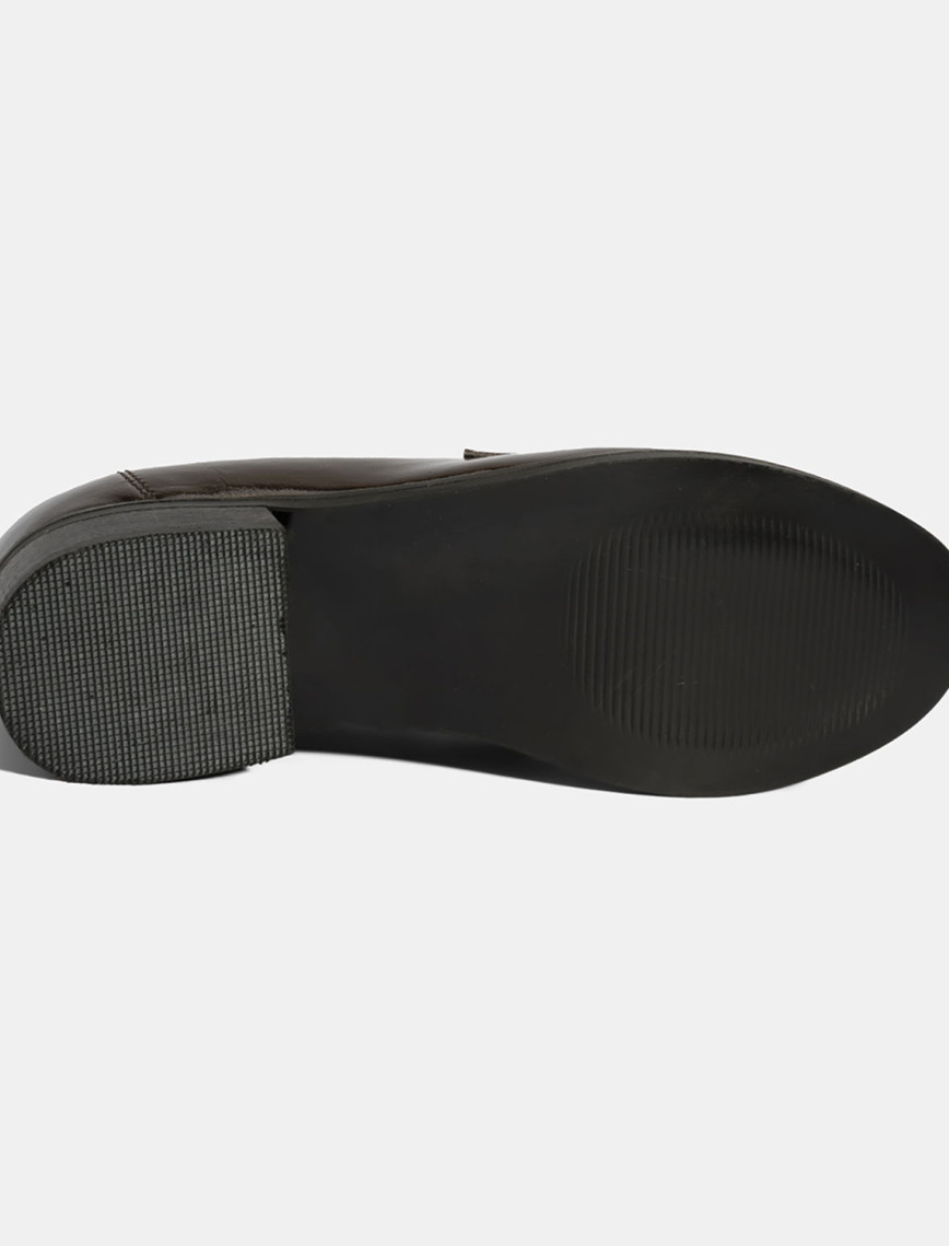 Kadın Kahve Zincir Aksesuarlı Deri Loafer Kadın Kahve Zincir Aksesuarlı Deri Loafer