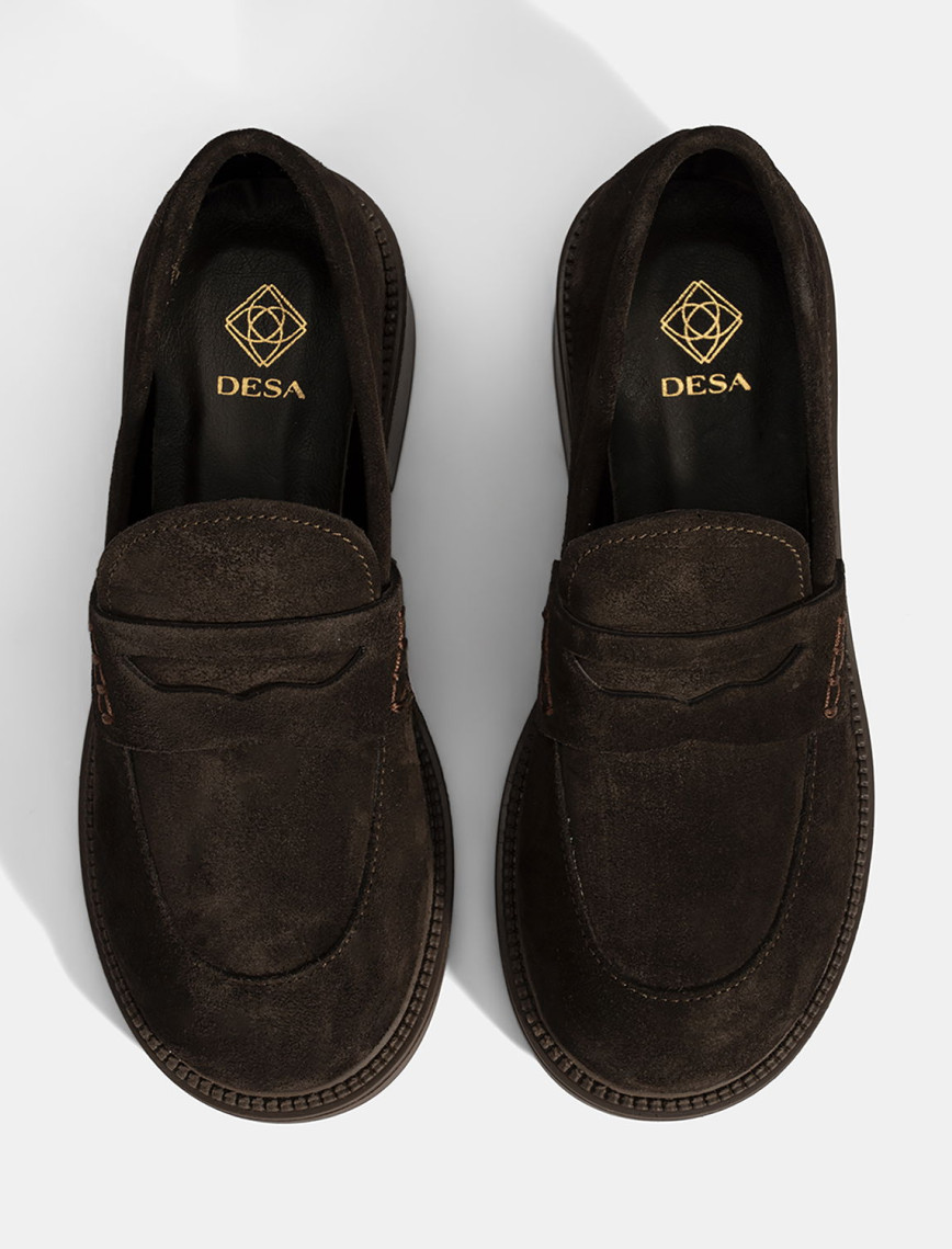 Kadın Kahve Topuklu Süet Loafer Kadın Kahve Topuklu Süet Loafer