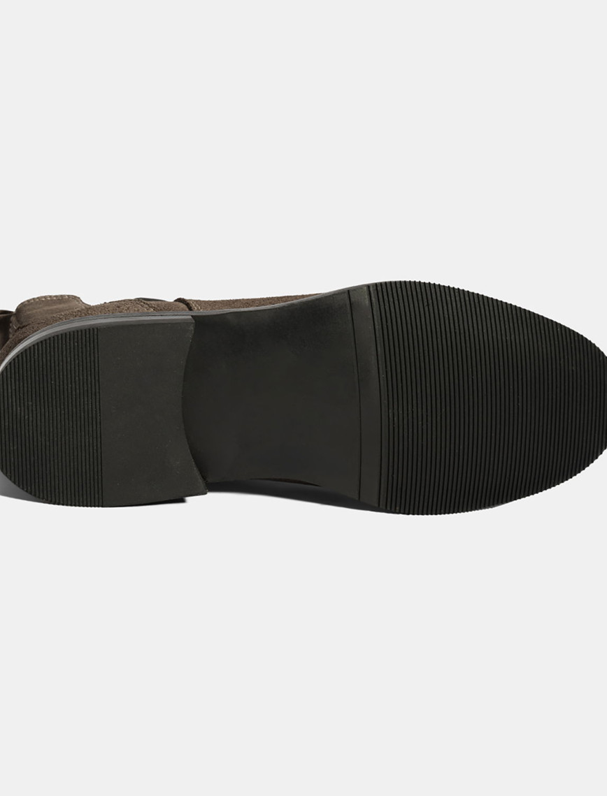 Kadın Vizon Lastik Detaylı Süet Deri Bot Kadın Vizon Lastik Detaylı Süet Deri Bot