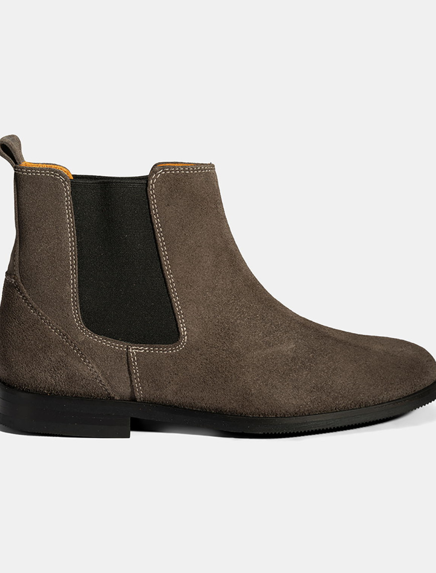 Kadın Vizon Lastik Detaylı Süet Deri Bot Kadın Vizon Lastik Detaylı Süet Deri Bot